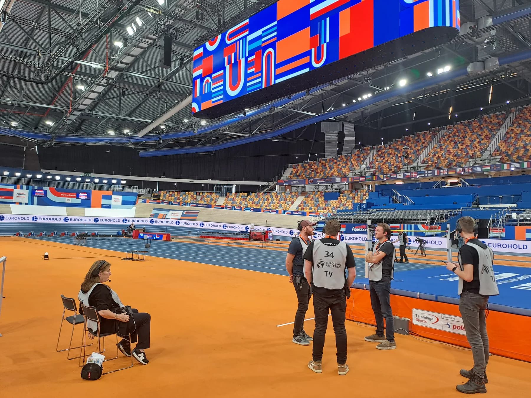 Indoor sportarena tijdens een liveproductie waar ik aan werk